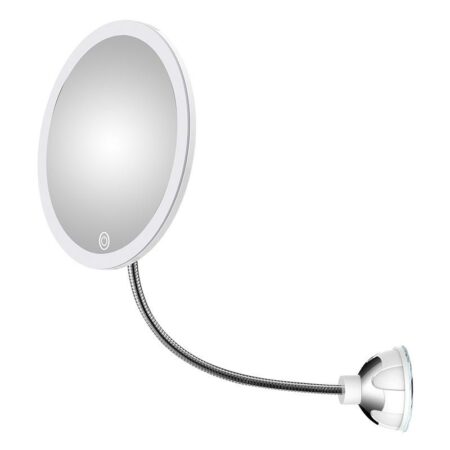 Oglindă de machiaj cu zoom / LED 10 x - cu ventuză și braț flexibil