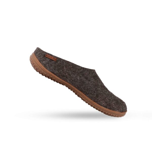 Papuci din lână realizată manual cu talpă din cauciuc /Design danez de la SHUS/Culoare: Maro