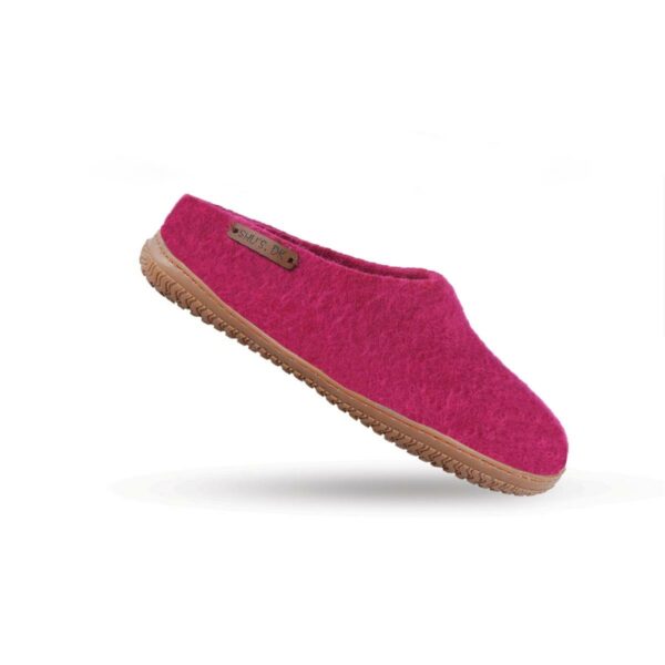 Papuci din lână realizată manual cu talpă din cauciuc /Design danez de la SHUS/Culoare: Roz