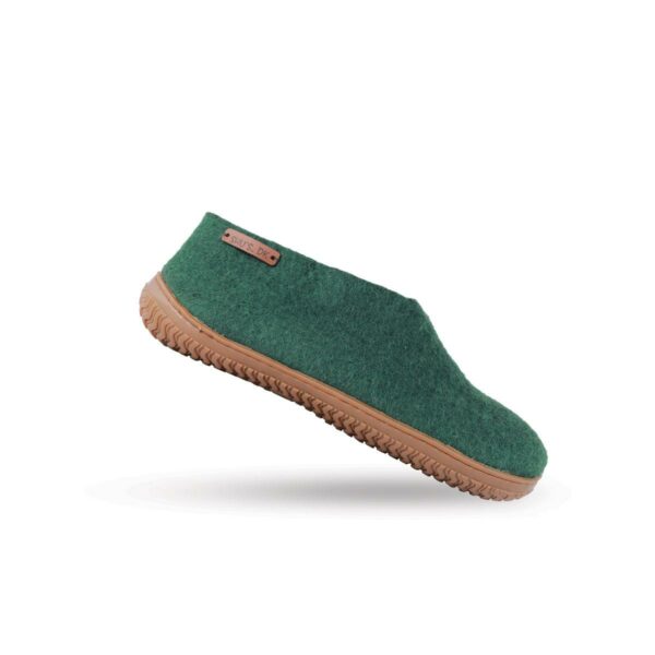 Papuci din lână realizată manual cu talpă din cauciuc /Design danez de la SHUS/Culoare: Verde
