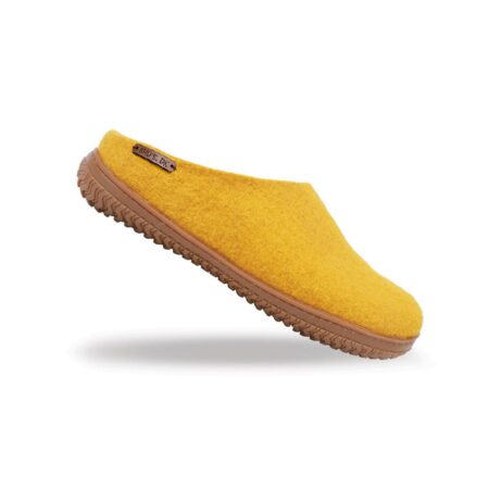 Papuci din lână realizată manual cu talpă din cauciuc /Design danez de la SHUS/Culoare: Curry