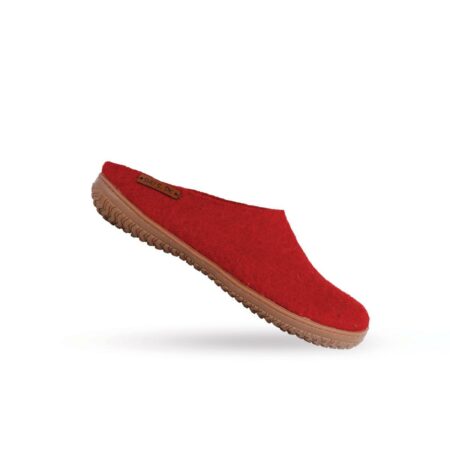 Papuci din lână realizată manual cu talpă din cauciuc /Design danez de la SHUS/Culoare: Roșu